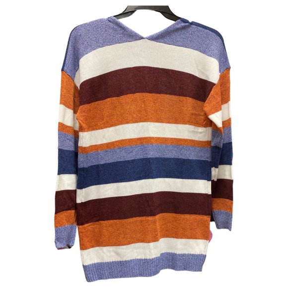 Women's Rainbow Colorblock Open Front Knitwear Oversized Comfy Cardigan Sweater - Picture 3 of 4